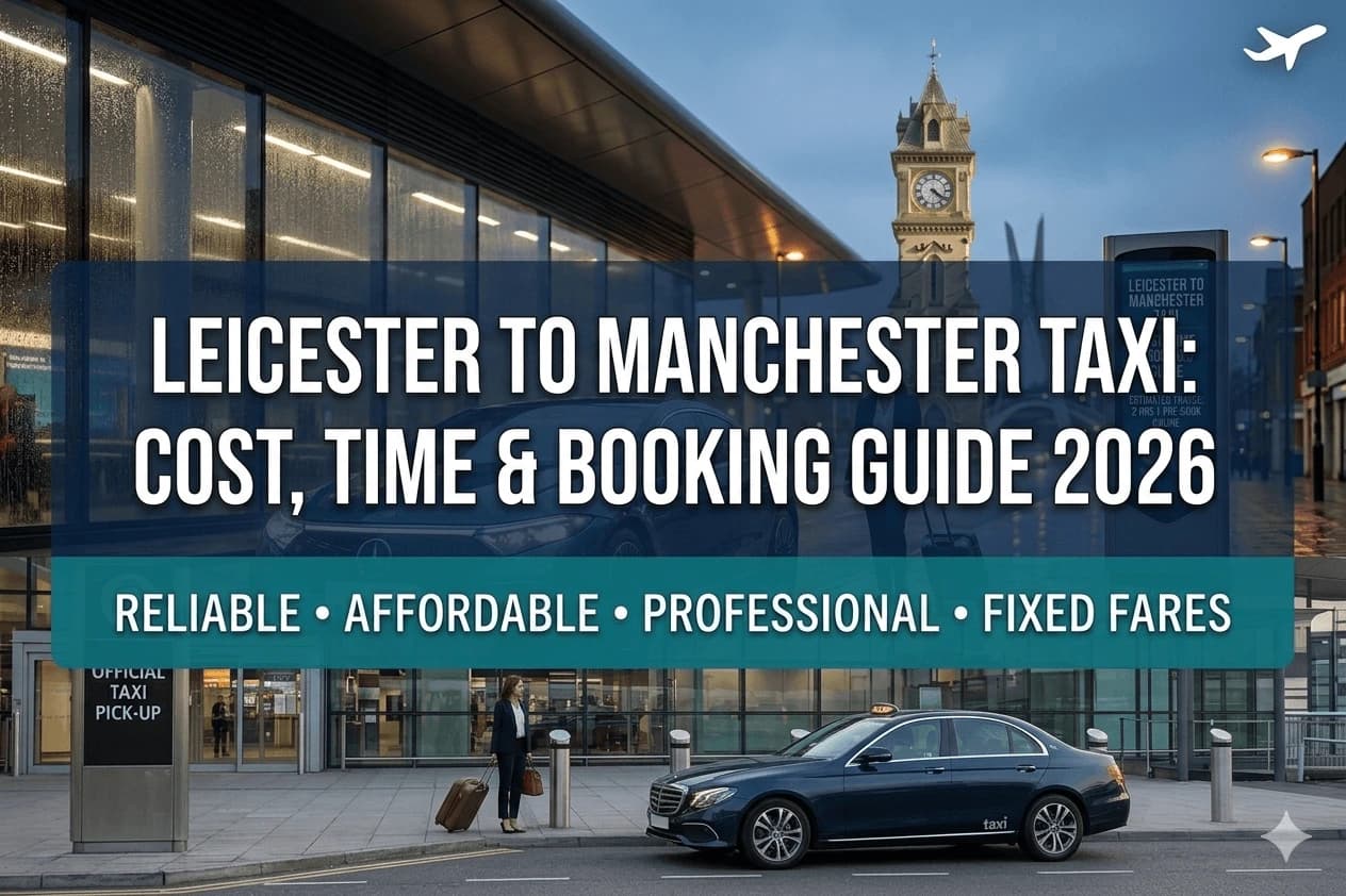 Leicester to Manchester Taxi — Cost, Time & Booking Guide 2026 - Aylestone Kings Leicester taxi service blog post background image